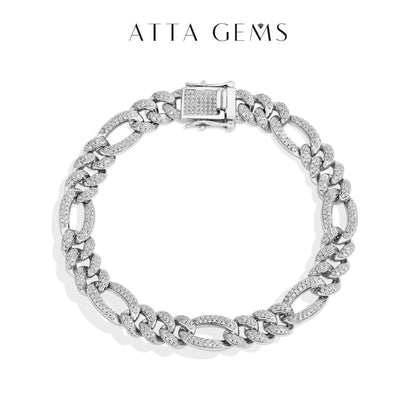 ATTAGEMS 2025New Full Moissanite Cuba Chain for ManWomen 925 Sterling Silver 18kGold Plated Classic Tennis Bracelet Fine Jewelry