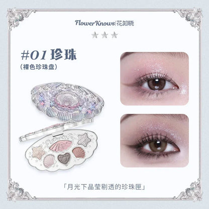 Flower Knows Swan Ballet Eyeshadow 6 Color Palette Matte Shimmer Glitter Mixed Long Lasting Eye Shadow Makeup Flowers Know