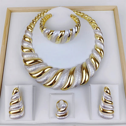 Dubai 18K Gold Plated Jewelry Set for Women – Necklace, Earrings, Ring & Bracelet