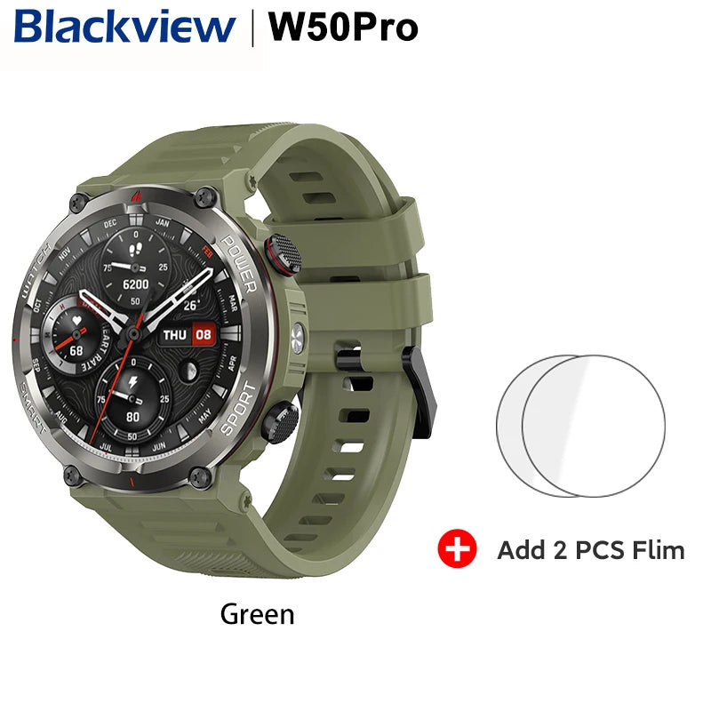 [World Premiere] Blackview W50 Pro Smartwatch 1.45" HD Display Flashlight Bluetooth Phone Call 960mAh Rugged Smartwatch
