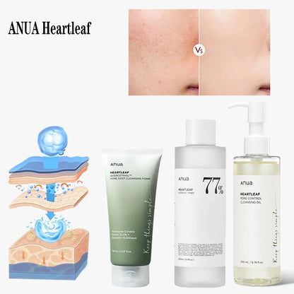 Anua Skincare HeartLeaf 77 Toner Moisturizing Pore Cleansing Oil Exfoliating Oil Control Quercetin Face Wash Deep Cleansing