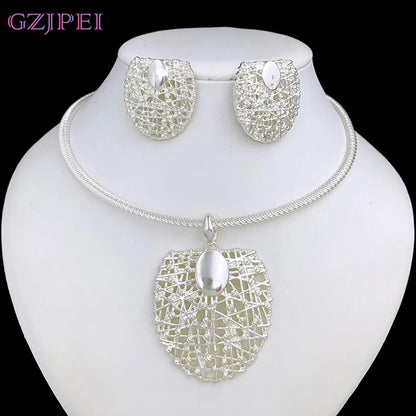 Gold Plated Choker Necklace & Earrings Set for Women – 3pcs
