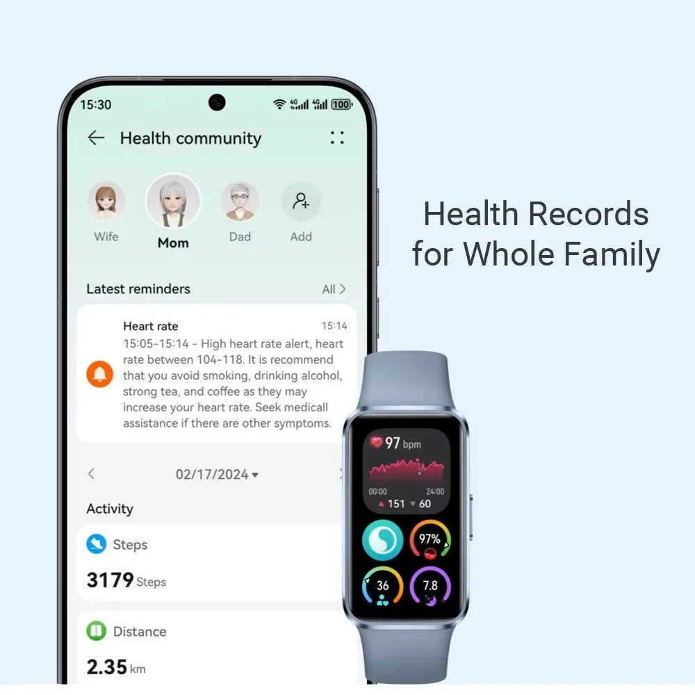 2025 Original Smart Watch Huawei Band 10 Smart Band 1.47'' AMOLED Screen Smartwatch Heart Rate Smartband 2 Weeks Battery Life