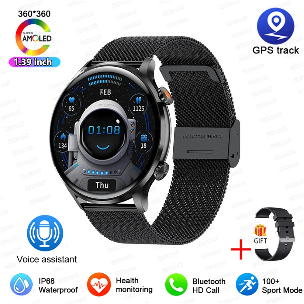 2026 AMOLED HD Smartwatch – GPS, Bluetooth Call, IP68 for Android & iOS