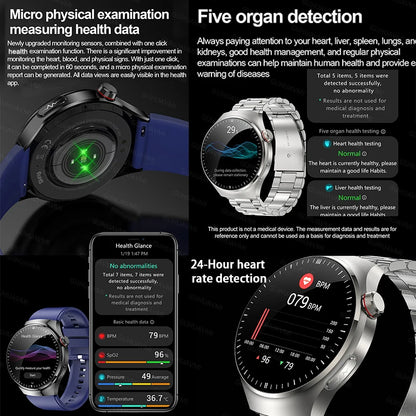2025 New Men Health Expert Smart Watch Blood Pressure Blood Lipid Uric Acid ECG+PPG Body Temperature NFC HD Bluetooth Call Watch