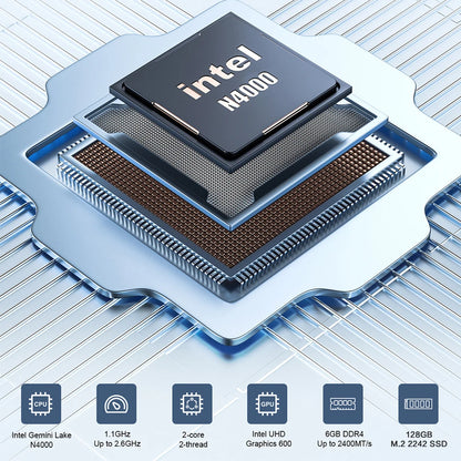 MLLSE Mini PC M2 Air Intel Gemini Lake N4000 Intel J3710 6GB RAM 128GB ROM Dual-Band WiFi Bluetooth USB Mini Computer