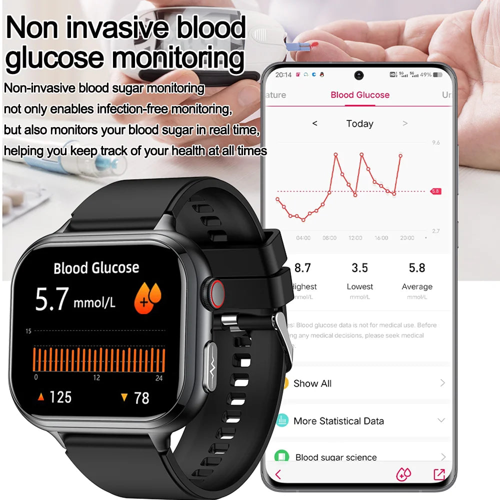 2025 Medical Grade ECG+PPG Smart Watch – Blood Sugar & Health Monitor