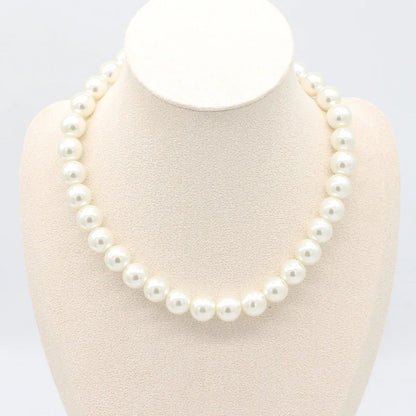 Elegant Round Imitation Pearl Necklace Fashion Women Simple Handmade Strand Bead Clavicle Chain Choker Wedding Jewelry Gift