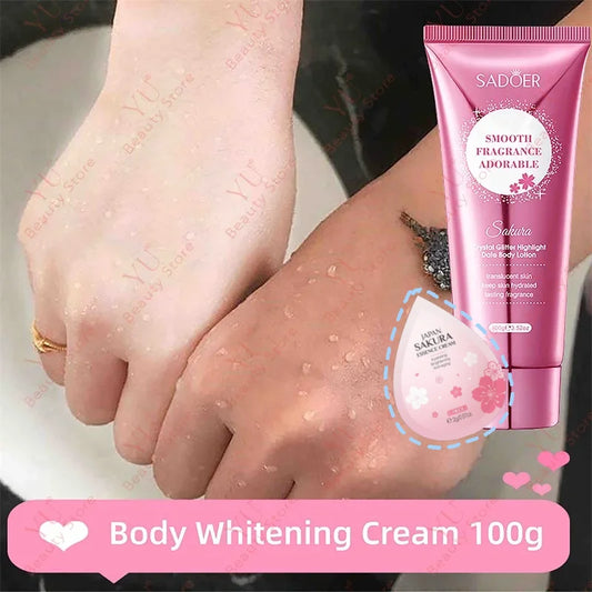 Sakura Skin Whitening Cream Dark Spots Removal Bleach Body Care Lotion Permanently Woman Beauty Moisturizing Korean Cosmetics