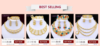 Dubai Jewelry Set For Women 18K Gold Plated Luxury Necklace Earrings Bracelet And Ring Set Jewelry For Wedding Party Trending