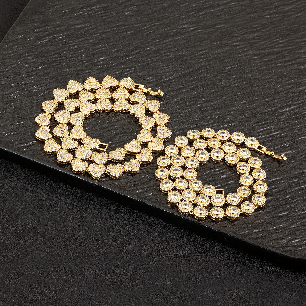 Nidin New Arrival Romantic Heart/Round Shape Shiny Crystal Zircon Chain Necklace For Women Female Valentine's Day Jewelry Gifts