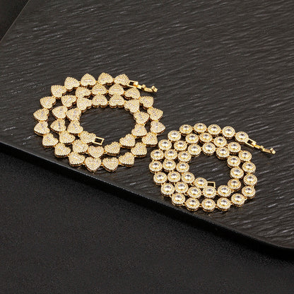 Nidin New Arrival Romantic Heart/Round Shape Shiny Crystal Zircon Chain Necklace For Women Female Valentine's Day Jewelry Gifts