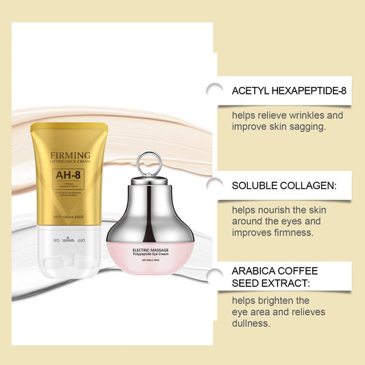 AH-8 Neck Eye Care Set Electric Massage Eye Cream Neck Firming Lotion Smooth Fine Lines Moisturize Tighten Revitalizing Skincare