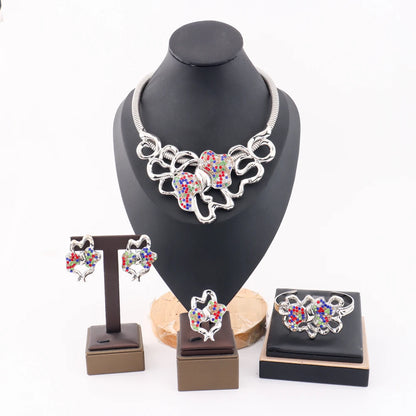 Dubai Gold Plated Jewelry Set Necklace Earrings Ring Bracelet Non-fading Jewelry Set Gift Luxury Wedding Jewelry Gift