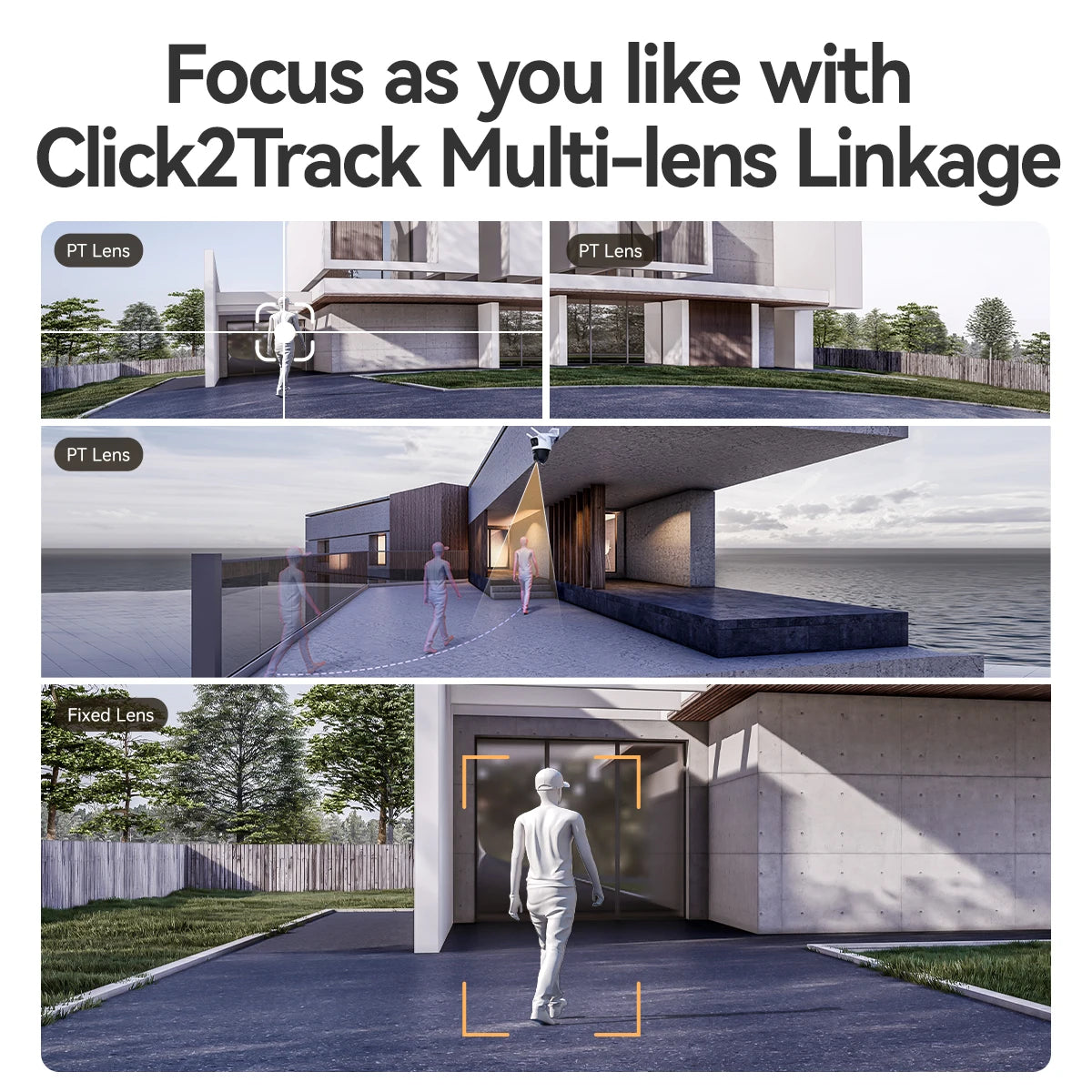 IMOU Cruiser Triple Lens  Outdoor Camera 2 Red-Bule Warning Light PTZ WiFi Camera Vehicle & Human Detection Surveillance Monitor