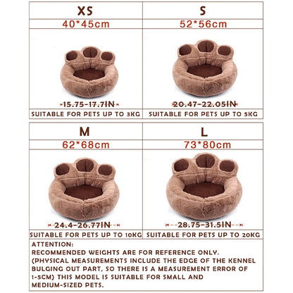 Super Soft Pet Nest for Large Medium Small Dogs Cats in All Seasons Removable Water Washing Dog Kennel Bear Paw Safety Pets Pad