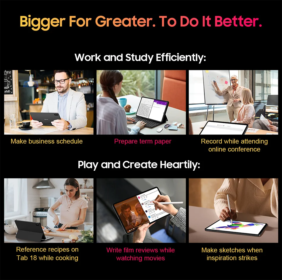 Blackview Tab 18 Tablet - 12" 2.4K FHD+ Display 8GB 256GB MTK Helio G99 8800mAh Pressure Sensitivity