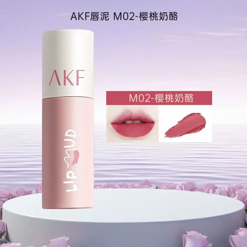 AKF Lip Mud Matte Velvet Soft Mist Lipstick Moisturizing Longlasting High Pigmented Lip Tint Lip Glaze Cosmetics Makeup