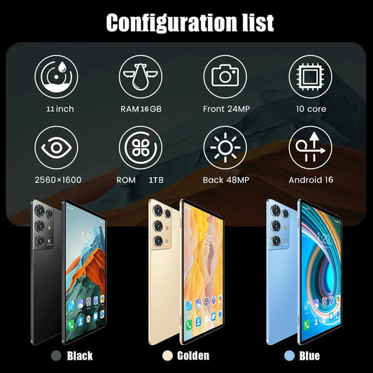 2025 Global Pad S30 Pro 11 inch Tablet Android16 16GB+1TB MTK6797 4K HD Screen 5G WIFI Bluetooth WPS 10000mAh Google Play Tab PC