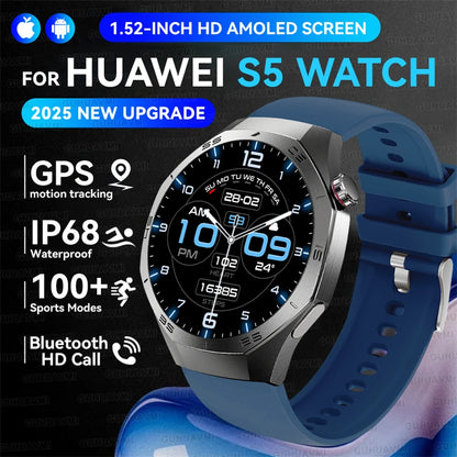 2025New For Huawei GT5 Pro Smart Watch Men HD AMOLED Screen GPS Motion trajectory HeartRate Bluetooth Call 1.52" SmartWatch IP68