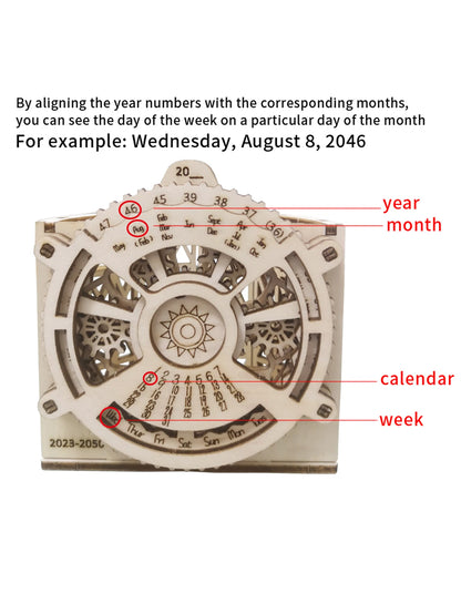 3D Wooden Puzzles Perpetual Calendar Pen Holder Mechanical Propelled Construction Model Kits For Teens and Adults,Age14+