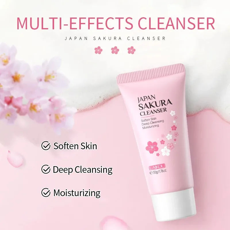 LAIKOU Sakura Facial Cleanser 50g – Deep Cleansing, Brightening & Moisturising