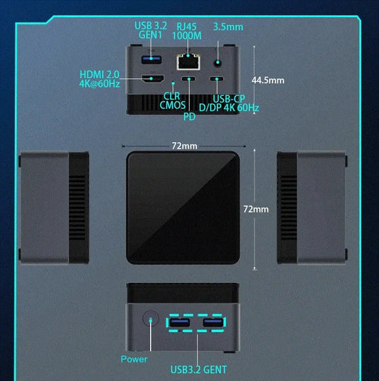 SZBOX ZX01 PLUS Pocket Mini PC Intel N150 LPDDR5 12GB M.2 SSD Type-C Office Desktop Gamer Computer Wifi5 BT5.0 Windows 11 PRO