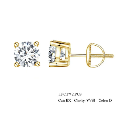 BAMOER 4 Prongs Moissanite Earrings for Women Solid 925 Sterling Silver 2CT VVS1 Lab Diamond Sparkling Classic Wedding Jewelry