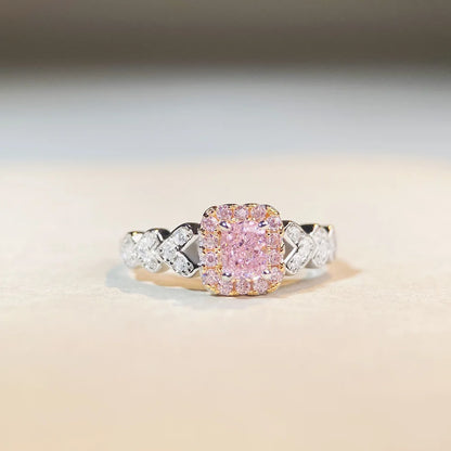 Luxury Solid Platinum PT950 Women's pink diamond ring fashion all-match moissanite diamond ring