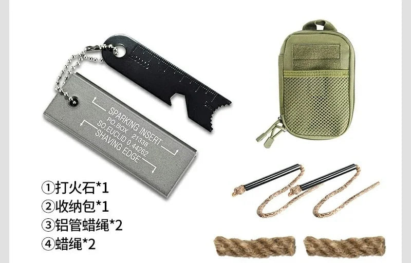 Large Size Flint Lighter Set Wooden Handle Magnesium Stick Outdoor Survival and Rescue Equipment Camping EDC Tool