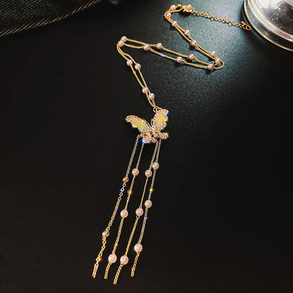 Fashion Trend Unique Design Elegant Delicate Light Luxury Zircon Butterfly Necklace For Women Jewelry Wedding Party Premium Gift