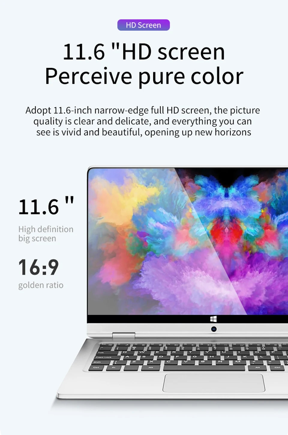 11.6" Portable 2-in-1 Mini Laptop - Intel N4020 8GB RAM Windows 11 Pro Touchscreen Tablet PC