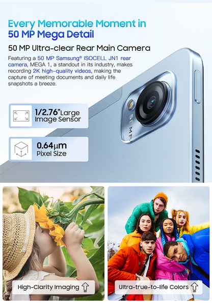 Blackview MEGA 1 Tablet - 11.5" 2.4K 120Hz Display 8GB 256GB 50MP+13MP Camera 8800mAh 33W Fast Charging