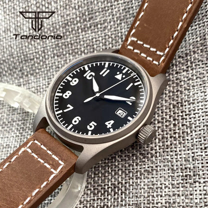 Tandorio Titanium Ultralight Dive 39mm Men's Pilot Watch Automatic Miyota 8215/PT5000 Movt AR Sapphire 20BAR Waterproof Luminous