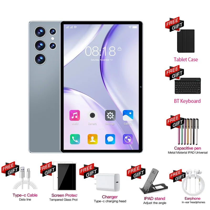 2025 NEW Pad S23 Ultra Tablets MTK6797 Android 12 16GB+1TB 5G Dual SIM 10 Core 10000mAh Bluetooth WiFi WPS Original Tablet PC