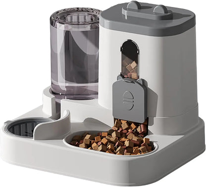 1.6L+0.8L Automatic Pet Feeder and Water Dispenser Combination Large Capacity Wet and Dry Separation Design Cat Dog Food Bowl