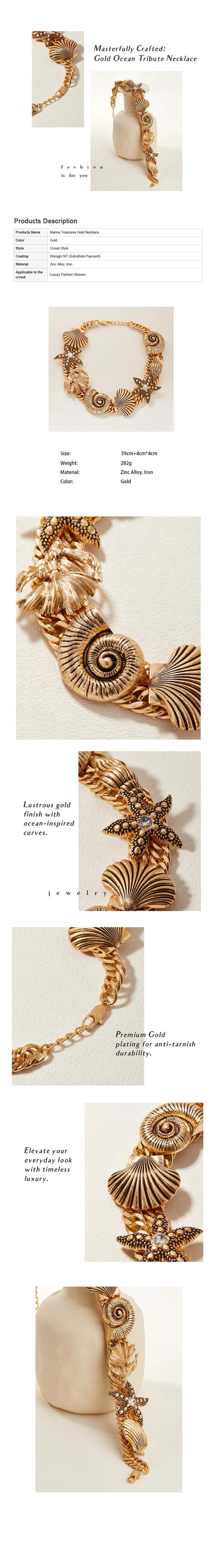 Seastar shell retro niche style necklace