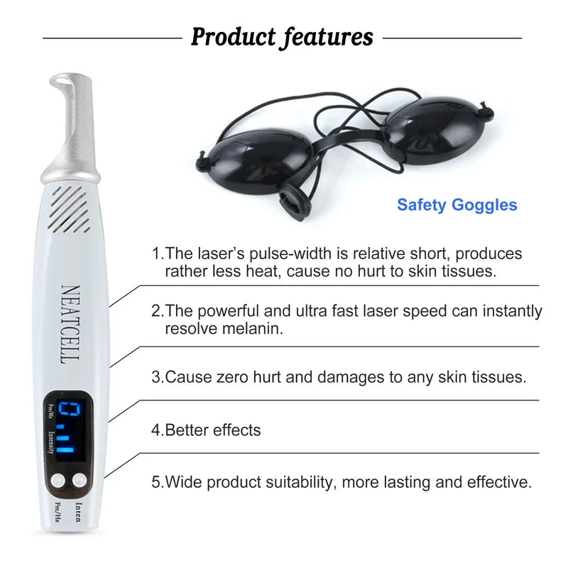 Picosecond Laser Pen Freckle Tattoo Removal Dark Spot Remover Blue & Red Light Machine Portable Scar Mole Remover Beauty Care