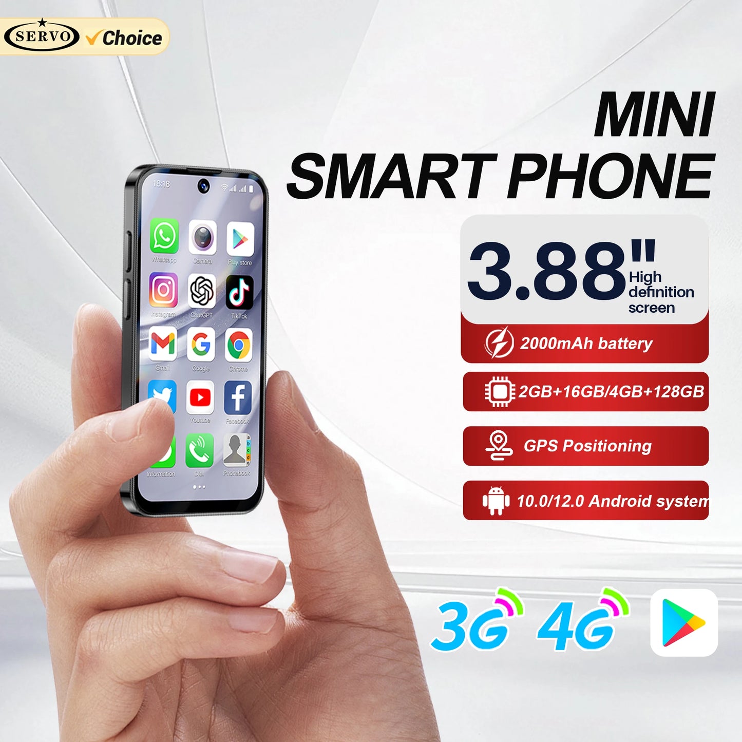 2025 NEW mini Android Smartphone 3.88" HD Display,4G LTE/3G WCDMA,4GB+128GB/2GB+16GB,2000mAh Battery Small Mobile Phone Unlocked