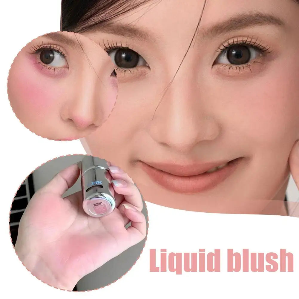 Liquid Powder Blusher, High Gloss, Three In One, Shrink And Expand Color, Natural Nude Color, Pseudo Plain Blush