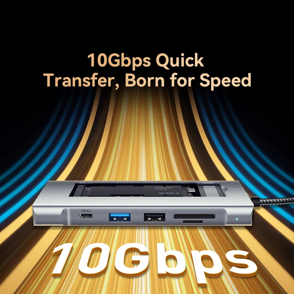 8-in-1 USB HUB with Disk Storage Function Type-C to HDMI-Compatible USB Splitter USB Dock Station For Laptop Macbook Pro Air
