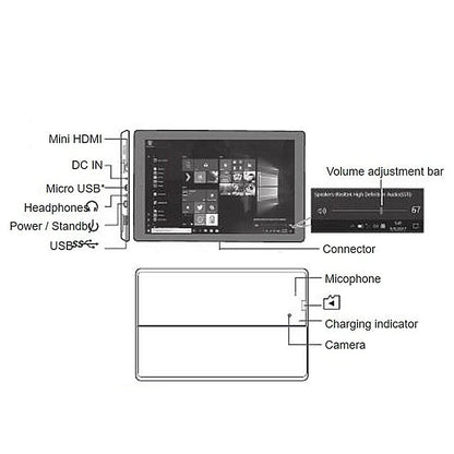 W1 32-Bit 10.1 Inch 1280x800IPS Windows 10 Tablets Intel Z8350 2GB RAM 32GB ROM 4-Cores 6000mAh HDMI Port USB 3.0