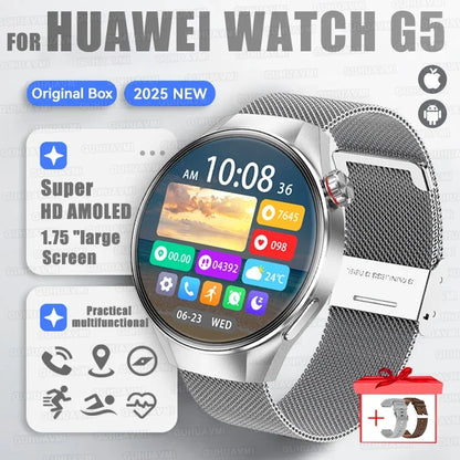 2025 New For HUAWEI Watch G5 PlUS Smart Watch Men 1.75" HD AMOLED Screen GPS track Heart Rate Bluetooth Call Compass SmartWatch