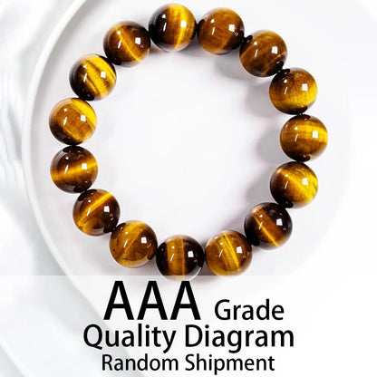 Natural Tiger Eye Stone Bracelet Men and Women Natural Stone Jewelry Healing Buddha Elastic Rope Couple Crystal Bead Bracelet