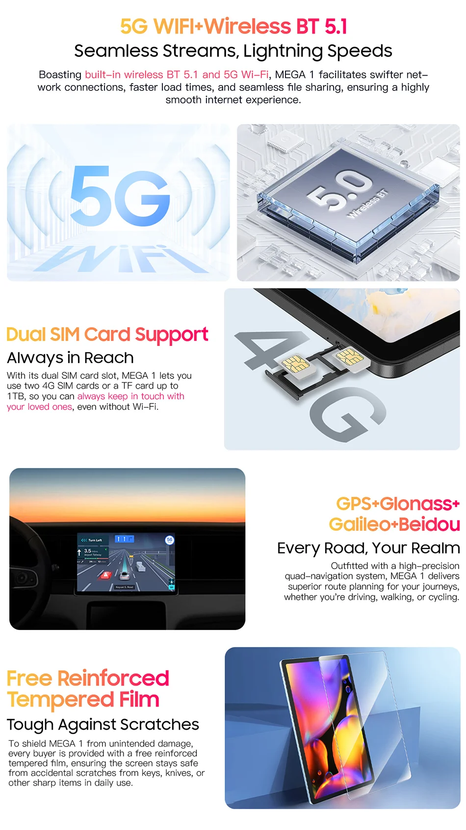 【World Premiere】Blackview MEGA 1 Tablet 11.5 inch 2.4K 120Hz Display 8GB 256GB 50MP+13MP Camera 8800mAh 33W Fast Charging Pad P