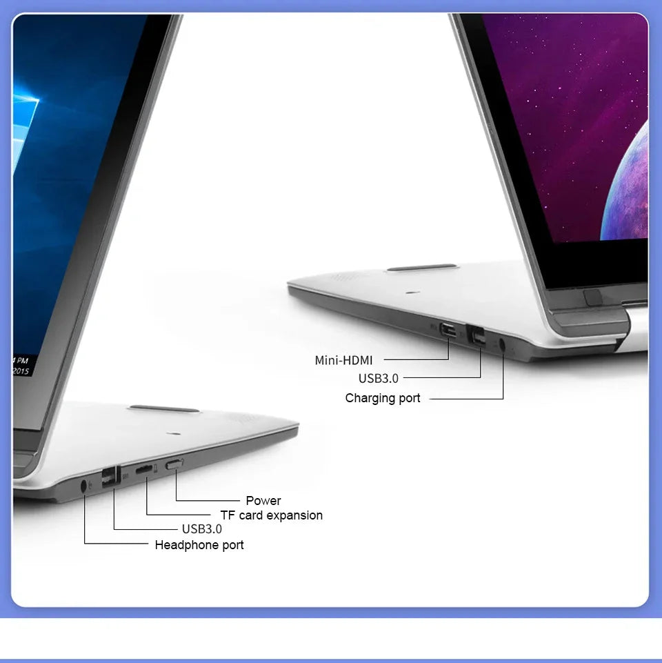 11.6" Portable 2-in-1 Mini Laptop - Intel N4020 8GB RAM Windows 11 Pro Touchscreen Tablet PC