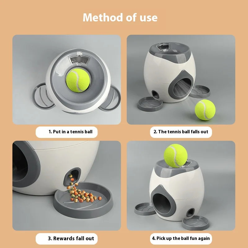 Dog Tennis Ball Food Reward Machine, Interactive Puzzle Toy with Slow Food Dispenser,Outdoor Training Toys Ball Launcher For Pet