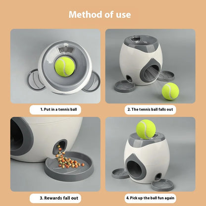 Dog Tennis Ball Food Reward Machine, Interactive Puzzle Toy with Slow Food Dispenser,Outdoor Training Toys Ball Launcher For Pet