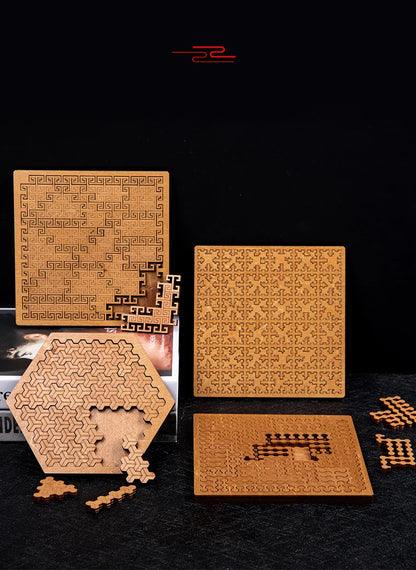 Impossible Wooden IQ Jigsaw Puzzle – 10-Level Brain Teaser Tangram Board Game