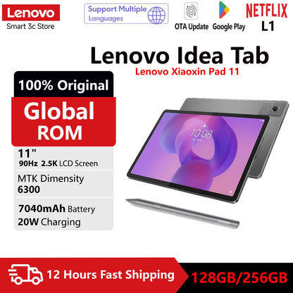 Global ROM Lenovo Idea Tab 11 inch 2.5K Screen MTK Dimensity 6300 128GB ROM 7040mAh 2560x1600 Android Xiaoxin Pad 11 Tablet